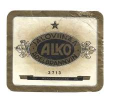 Jaloviinaa Alko yhden tähden jallu nr 3713 - viinaetiketti  vuodelta