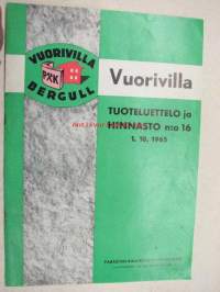 Vuorivilla Tuoteluettelo ja hinnasto nr 16 1965