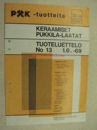 Keraamiset Pukkila-laatat Tuoteluettelo nr 13 1.6.1969 -myyntiesite