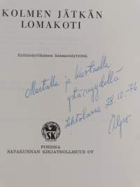 Kolmen jätkän lomakoti : kolminäytöksinen kansannäytelmä (signeerattu, tekijän omiste)