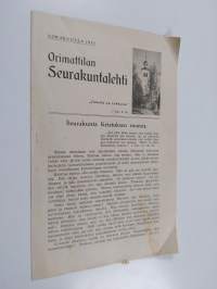 Orimattilan seurakuntalehti lokakuulla 1935