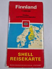 Finland/Finlande : Carte automobile Shell road map, roads and places of interest/routes et curiosités/Strassen und Sehenswürrdigkeiten (kartta 1:1 500 000)