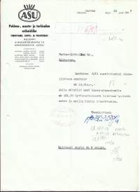 ASU Helsinki  1947 -  firmalomake