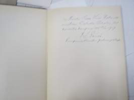 Oulu 1936 -kuvateos, kaupunginvaltuuston puheenjohta K.J. Reinilän omistuskirjoitus maisteri Sirkka-Liisa Virtaselle 12.10.1937