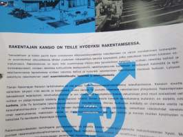 Rakentajan kansio vuodelta 1966, sisältää ohjeita ja määräyksiä, vihjeitä suunnitteluun ja toteutukseen, tuotemainoksia...