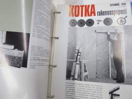 Rakentajan kansio vuodelta 1966, sisältää ohjeita ja määräyksiä, vihjeitä suunnitteluun ja toteutukseen, tuotemainoksia...