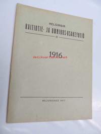 Helsingin Raitiotie- ja Omnibus Osakeyhtiö johtokunnan kertomus vuodesta 1916