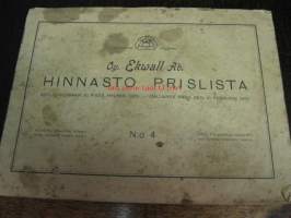 Oy Ekwall Ab - Hinnasto N:o 4 . 1929