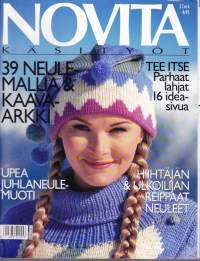Novita Käsityöt 4/1993. 39 neulemallia ja kaava-arkki. Upea juhlaneulemuoti. Ulkoilijan reippaat neuleet. 16 lahjaideasivua!