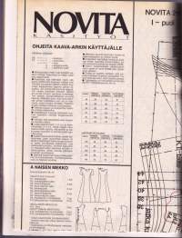 Novita Käsityöt 2/1995. 80 neulemallia ja kaava-arkki.(Lyhyt jakku, pitkä liivi, naisen mekko) 100 sivua