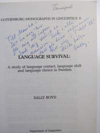 Language Survival : A Study of Language Contact, Language Shift and Language Choice in Sweden (signeerattu, tekijän omiste)