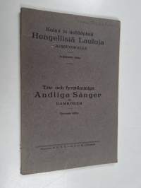 Kolmi- ja neliäänisiä hengellisiä lauluja naiskuoroille neljästoista vihko = Tre- och fyrstämmiga andliga sånger för damkörer fjortonde häftet