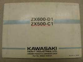 Kawasaki ZZ-R600-D1 ZZ-R500-C1 -käyttöohjekirja englanniksi