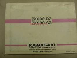 Kawasaki ZZ-R600-D2 ZZ-R500-C2 -käyttöohjekirja englanniksi