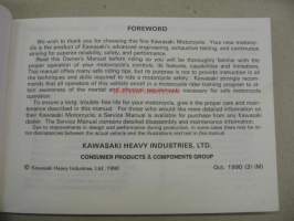 Kawasaki ZZ-R600-D2 ZZ-R500-C2 -käyttöohjekirja englanniksi