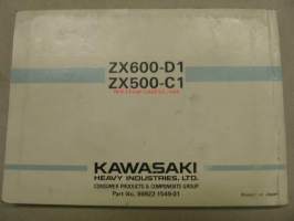 Kawasaki ZZ-R600-D1 ZZ-R500-C1 -käyttöohjekirja englanniksi