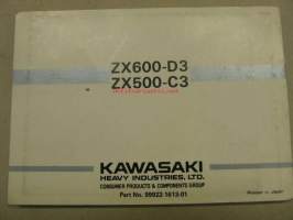 Kawasaki ZZ-R600-D3 ZZ-R500-C3 -käyttöohjekirja englanniksi