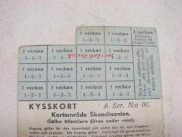 Kysskort - kortområde Skandinavien, gäller tillsvidare. Varje kupong berättigar till erhållande av; ! st. varm kyss... -ruotsalaisten vuoden 1940 kriisiajan