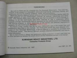 Kawasaki Eliminator 125 (BN125A-1) -käyttöohjekirja englanniksi
