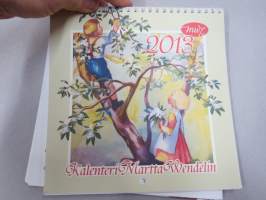 Martta Wendelin kalenterit 2012-2022 (2015 puuttuu välistä), nostalgiset kuvitukset