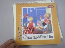 Martta Wendelin kalenterit 2012-2022 (2015 puuttuu välistä), nostalgiset kuvitukset