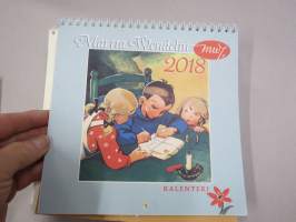 Martta Wendelin kalenterit 2012-2022 (2015 puuttuu välistä), nostalgiset kuvitukset