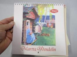Martta Wendelin kalenterit 2012-2022 (2015 puuttuu välistä), nostalgiset kuvitukset