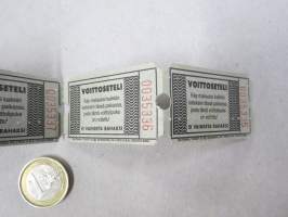 Etelä-Suomen Automaatti Oy - Voittoseteli (peliautomaatista), 4 kappaleen ryhmä nr 35335-35338 - National Ticket Co painama, kävi maksuksi voittopaikan tuotteisiin