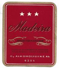 Madeira  6204 Finest old  Malvoisie - taatusti alkuperäistä madeiraa   - viinaetiketti