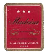 Madeira  63984 Finest old  Malvoisie - taatusti alkuperäistä madeiraa   - viinaetiketti
