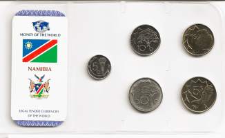 Namibia 5 kpl rahasarja  5 cent -  5 dollar 1993 - 2008 ulkomainen kolikko
