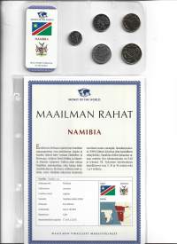 Namibia 5 kpl rahasarja  5 cent -  5 dollar 1993 - 2008 ulkomainen kolikko