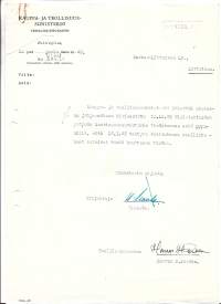 Uolevi Raade nimikirjoitus asiakirjassa Kauppa- ja teollisuusministeriö 1949