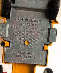 Matchbox King Size by Lesney made in England Scammel Contractor - pienoismalli Pipe truck  Ne K-10