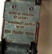 Matchbox Series nr 29 Fire Pump Truck by Lesney made in England 1969 - pienoismalli