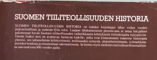 Suomen tiiliteollisuuden historia 1 - 2. Numeroitu kpl Nro 459. (Teollisuushistoriikki, Suomen historia, tekniikka))