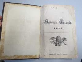 Sanomia Turusta 1852 &amp; 1853 vuosikerrat yhteissidoksena + puolivuosikerta 1881 &quot;Kotiin!&quot; oulussa ilmestynyttä kristillistä sanomalehteä