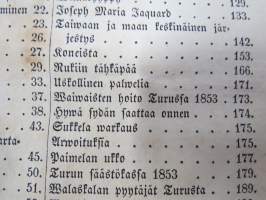 Sanomia Turusta 1852 &amp; 1853 vuosikerrat yhteissidoksena + puolivuosikerta 1881 &quot;Kotiin!&quot; oulussa ilmestynyttä kristillistä sanomalehteä