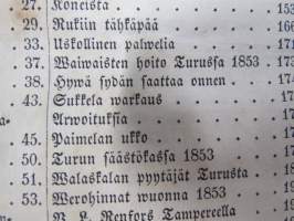 Sanomia Turusta 1852 &amp; 1853 vuosikerrat yhteissidoksena + puolivuosikerta 1881 &quot;Kotiin!&quot; oulussa ilmestynyttä kristillistä sanomalehteä