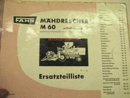 Fahr M 60 Ersatzteilliste -leikkuupuimuri varaosaluettelo, saksan kielellä