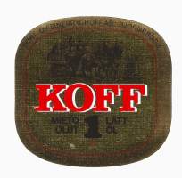 Koff 1 Mieto olut  olutetiketti