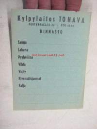 Kylpylaitos Tonava, Puutarhakatu 33 Turku - hinnasto