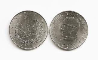 1000  markkaa  1960 hopeaa
