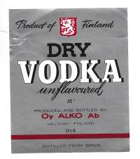 Dry Vodka  Alko nr 015 - viinaetiketti