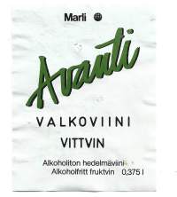 Avanti valkoviini viinaetiketti