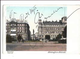 Helsinki Esplanadi -  paikkakuntapostikortti postikortti kulkenut 1900 merkki pois