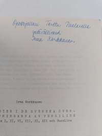 Studier i de svenska översättningarna av Vergilius Aeneis I, II, VI, VII, XI, XII och Bucolica (signeerattu)