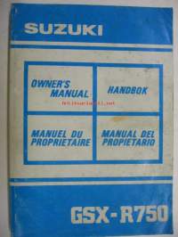 Suzuki GSX-R750 owner´s manual -käyttöohjekirja englanniksi
