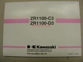 Kawasaki ZRX1100 (ZR1100-C3, ZR1100-D3) owner´s manual -käyttöohjekirja englanniksi