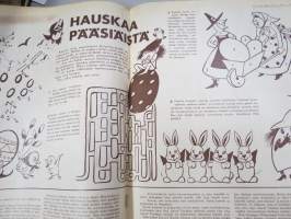 Lasten Maailma 1955 nr 6, tehtäviä, tarinoita, sarjakuvia, päätoimittaja Markus Rautio, Takasivu leikattavat eläinhahmot